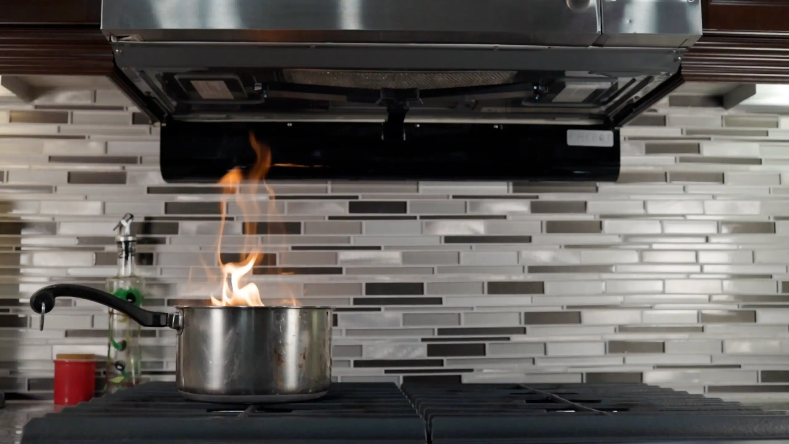A Stovetop Grease Fire Burning Out Of Control